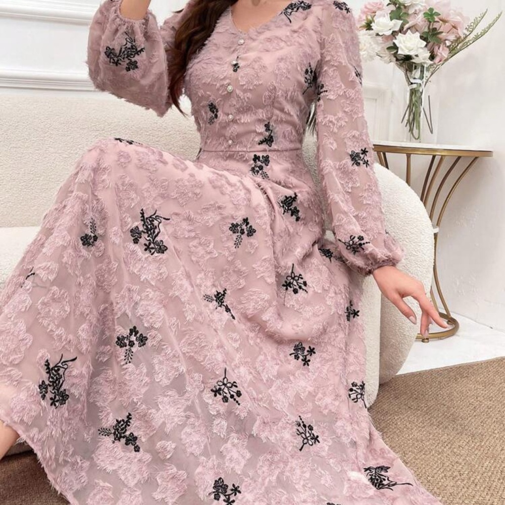 Dusty pink long dress/modest dress (US size 12)